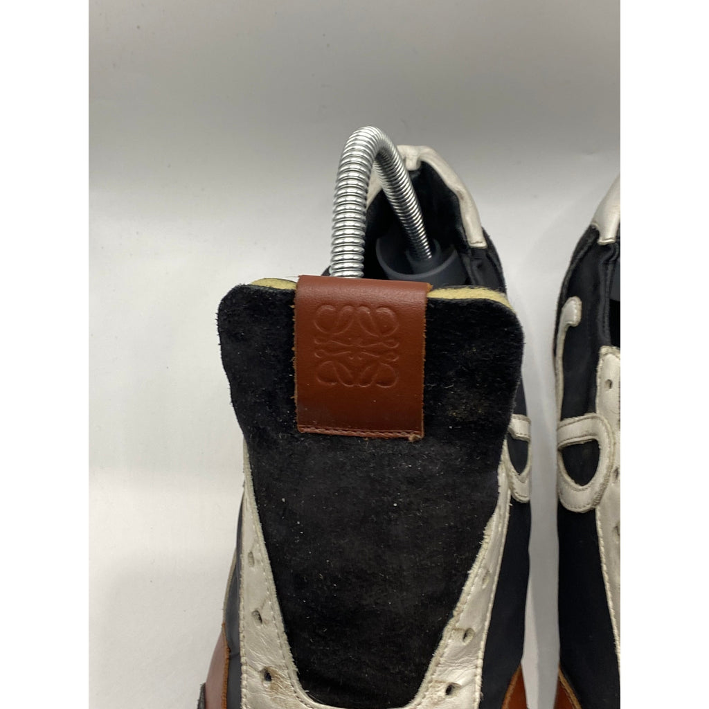 LOEWE Women's Navy-White Printed Suede Leather Ballet Runner Sneakers SZ 38(US8)