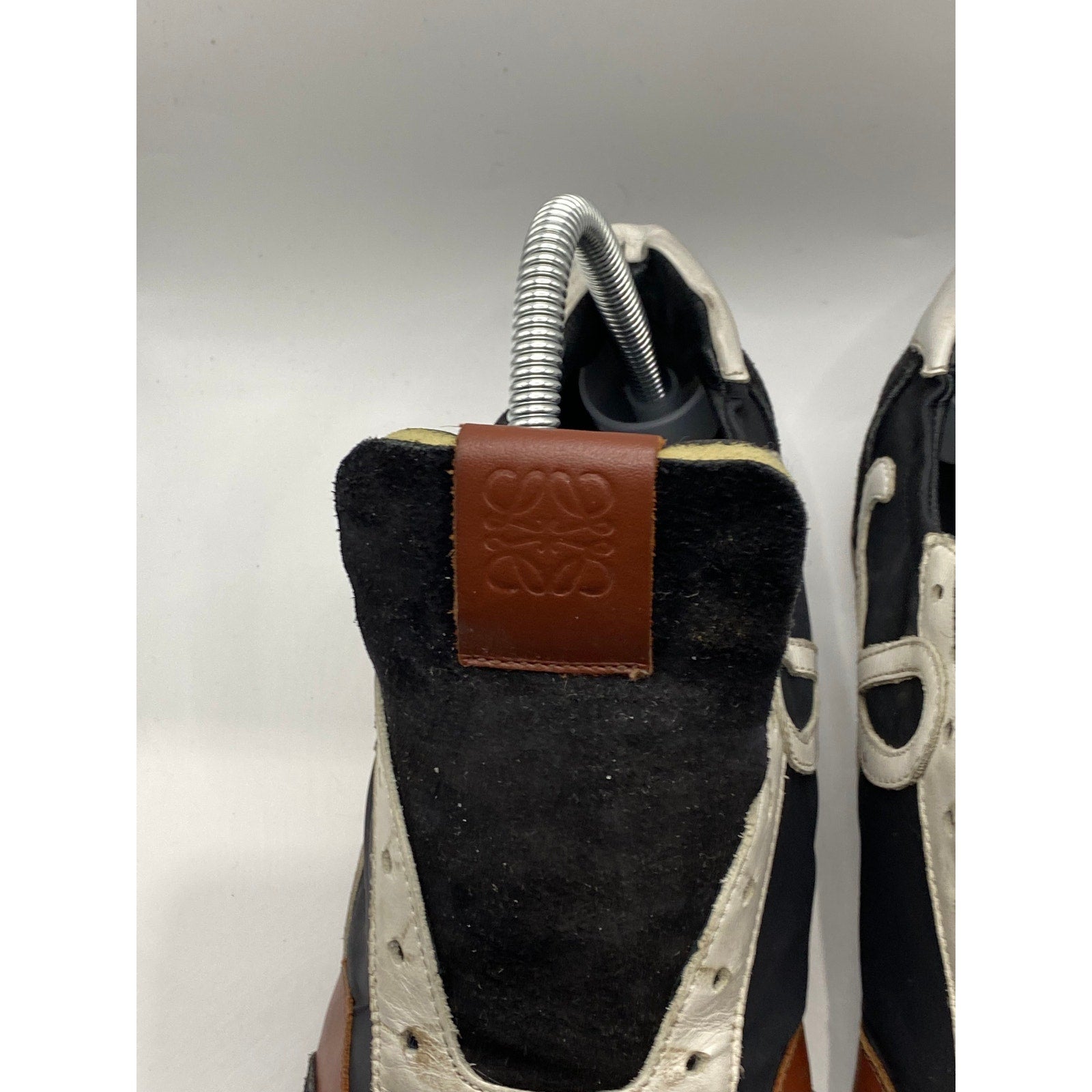 LOEWE Women's Navy-White Printed Suede Leather Ballet Runner Sneakers SZ 38(US8)