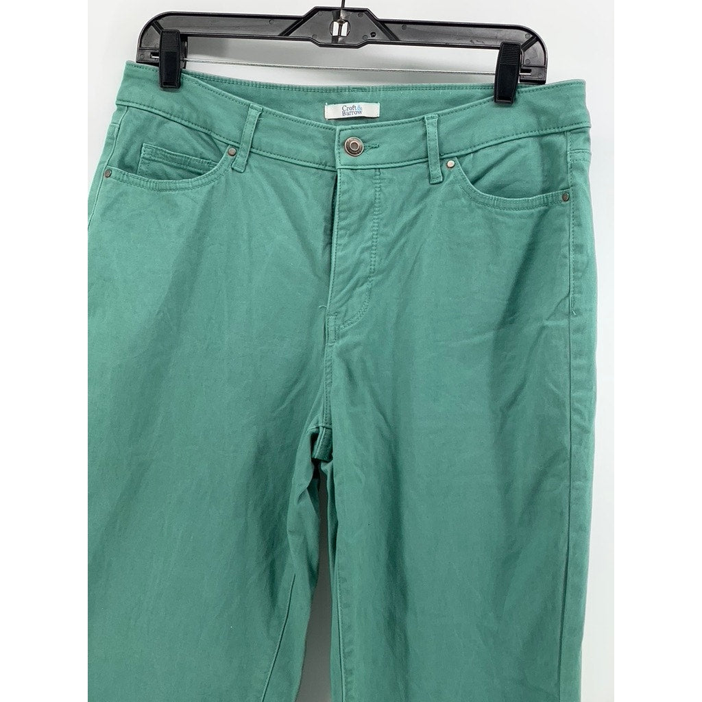 CROFT & BARROW Women's Green Solid Slim Leg Pants SZ 12
