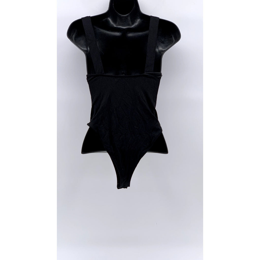 ZARA Women's Black Ruched V-Neck Tank Bodysuit SZ S