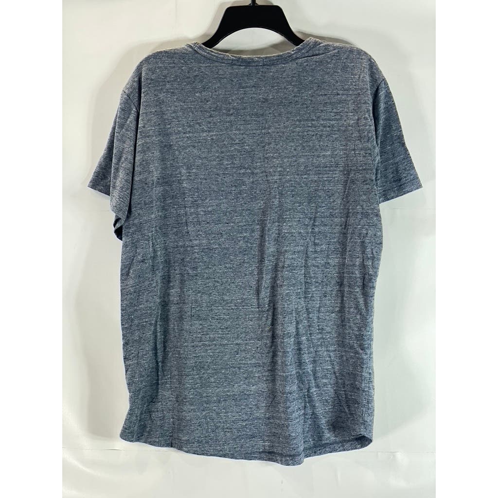 MARINE LAYER Men's Heather Blue Re-Spun Patch Pocket Short Sleeve T-Shirt SZ M