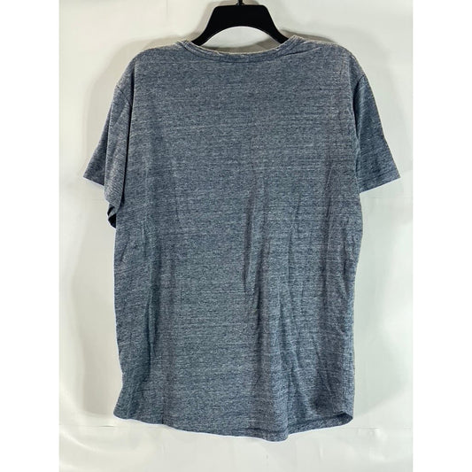 MARINE LAYER Men's Heather Blue Re-Spun Patch Pocket Short Sleeve T-Shirt SZ M
