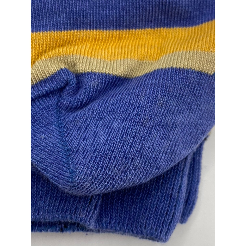 B.ELLA Women's Denim Blue-Gold Striped Knit Cotton-Blend Taryn Crew Socks SZ OS
