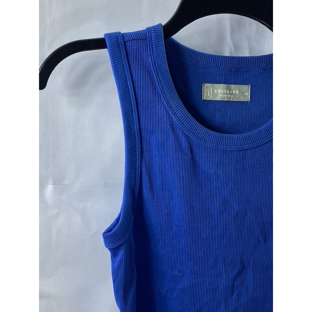 EVERLANE Women's Dark Blue Crewneck Ribbed Cutout Tank Top SZ XS
