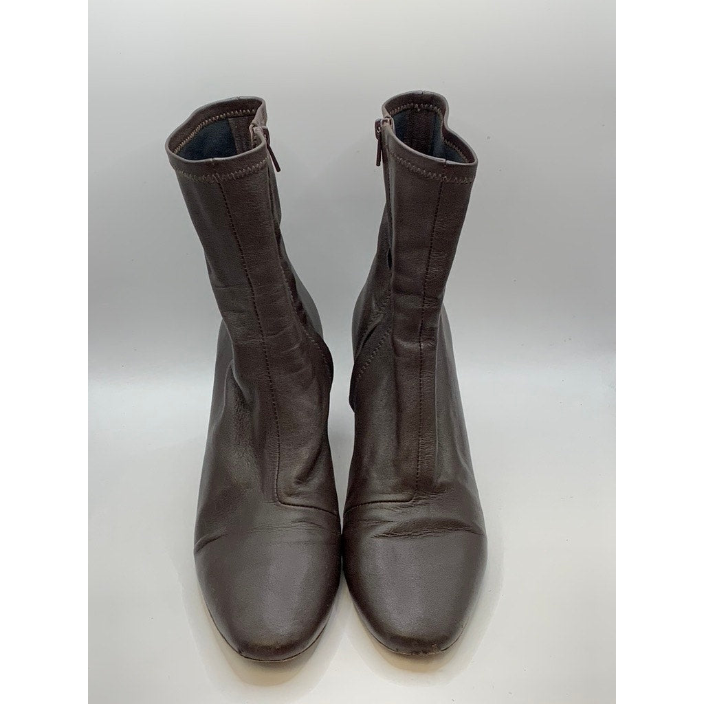 LOEFFLER RANDALL Women's Brown Leather Heeled Mid Boots SZ 8.5