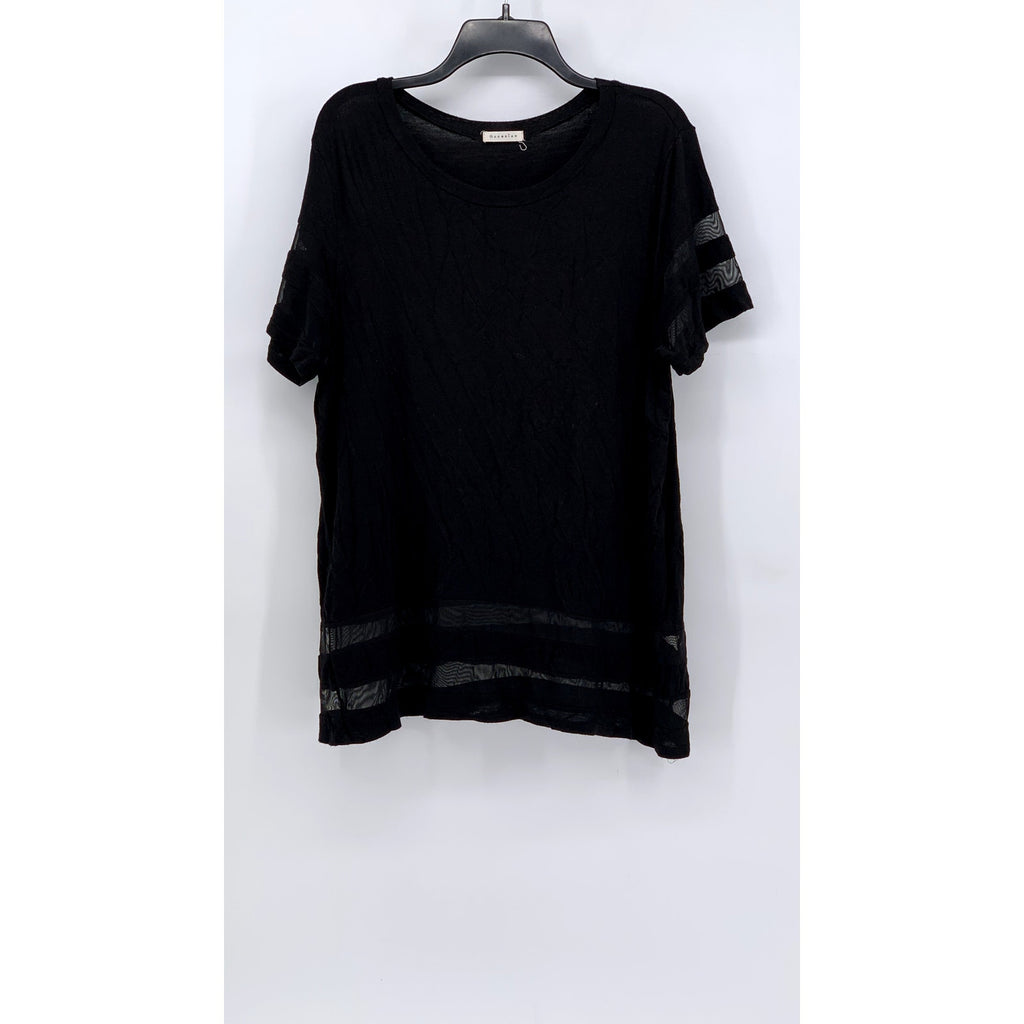 OCCASION CLOTHING Women's Plus Black Mesh Stripe Short Sleeve Top SZ 3X