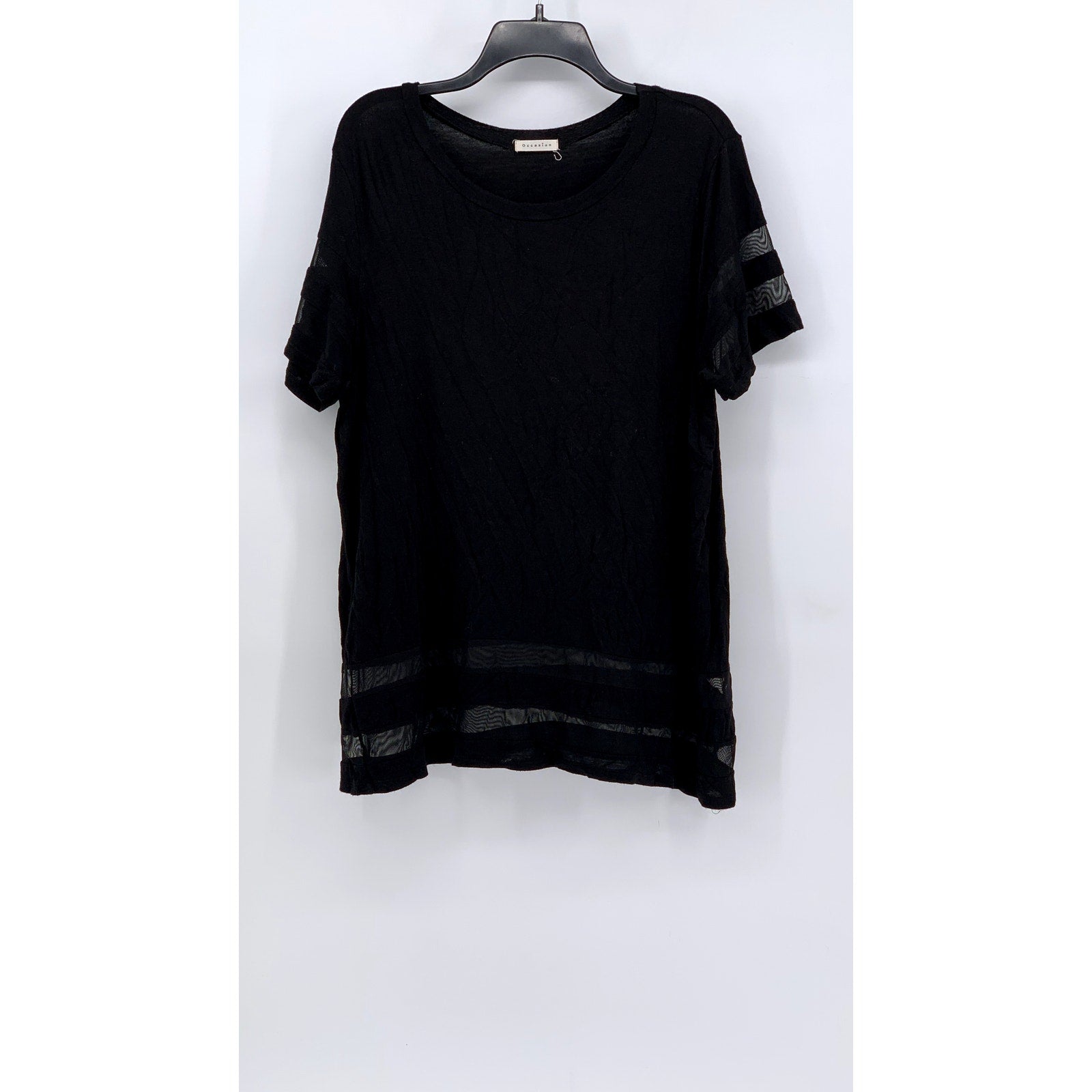 OCCASION CLOTHING Women's Plus Black Mesh Stripe Short Sleeve Top SZ 3X