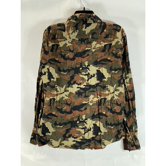 GOODFELLOW & CO Men's Green Camo Standard-Fit Button-Up Long Sleeve Shirt SZ M