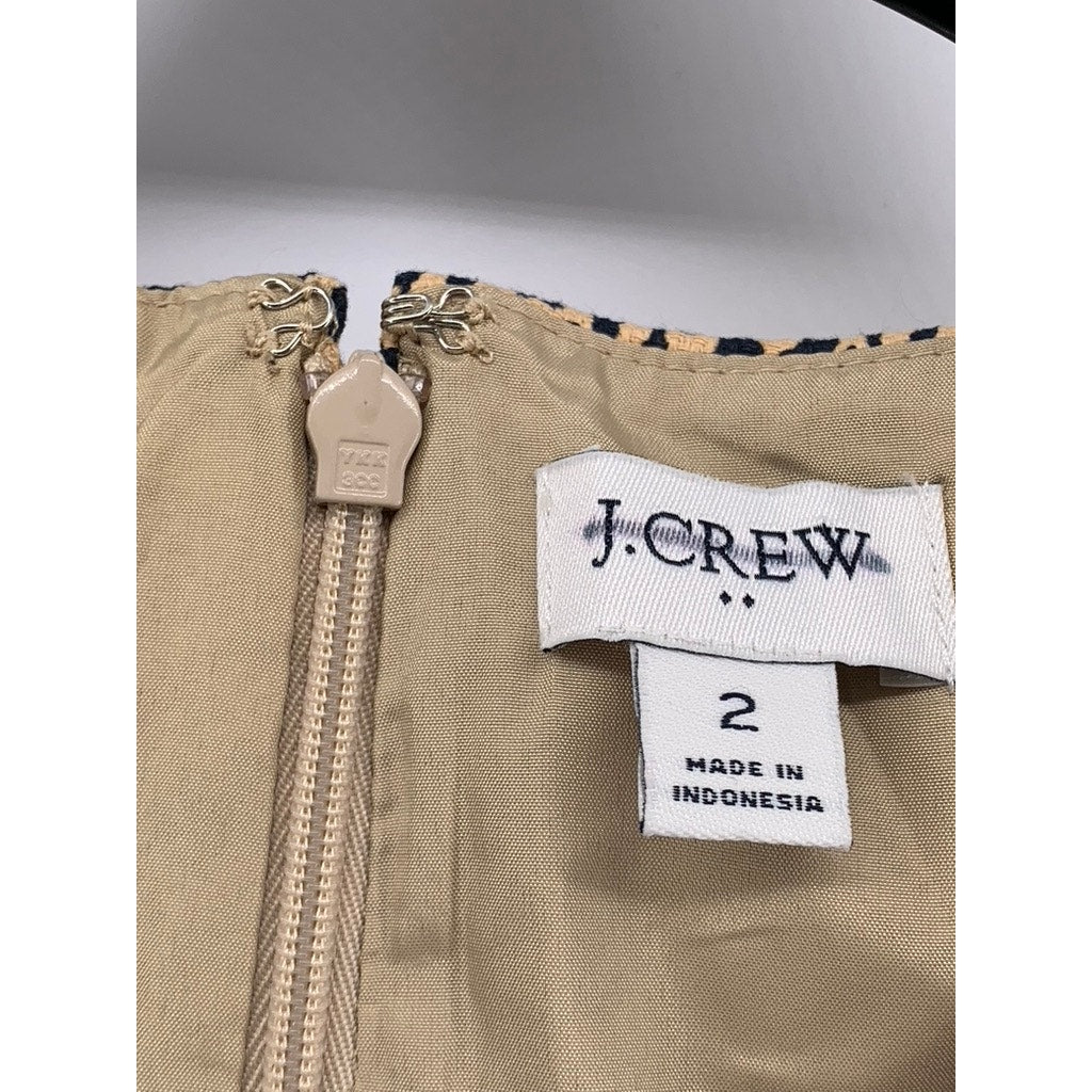 J.CREW Women's Tan Animal Print Sleeveless Sheath Mini Dress SZ 2