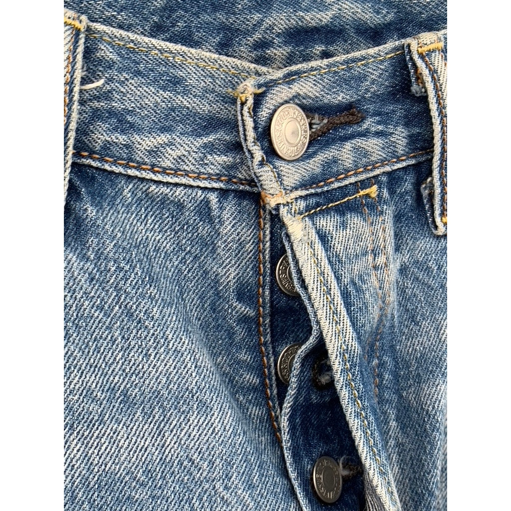 LEVI'S Men's Blue Distressed Denim 501 Original Fit Button-Fly Jeans SZ 31X34