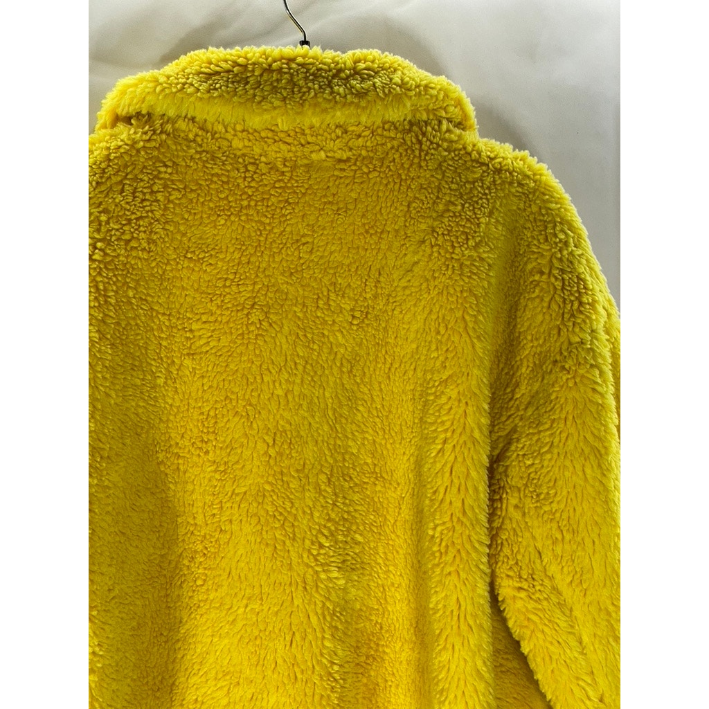 TOPSHOP Women’s Yellow Button-Up Oversized Teddy Jacket SZ 8