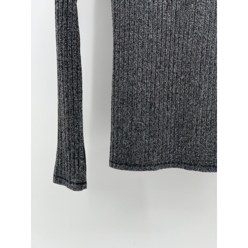 WILFRED FREE Women's Charcoal Rib Mock-Neck Long Sleeve Sweater Top SZ XS