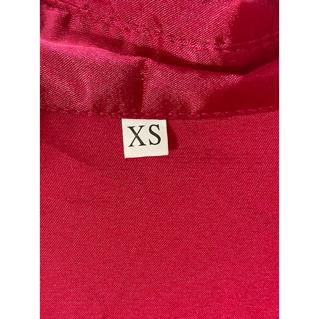 SHEIN Women's Dark Pink Satin Button-Up Long Sleeve Maxi Relaxed-Fit Dress SZ XS