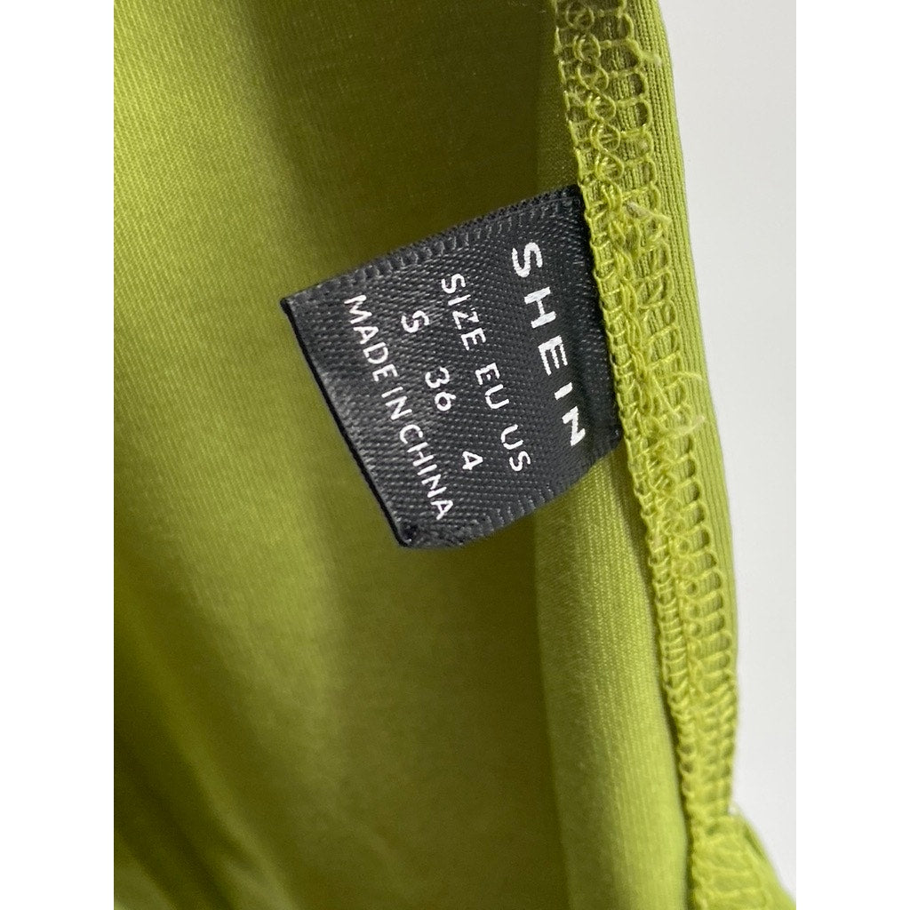 SHEIN Women's Lime Green Cross Strap Cropped Tank Top SZ 4