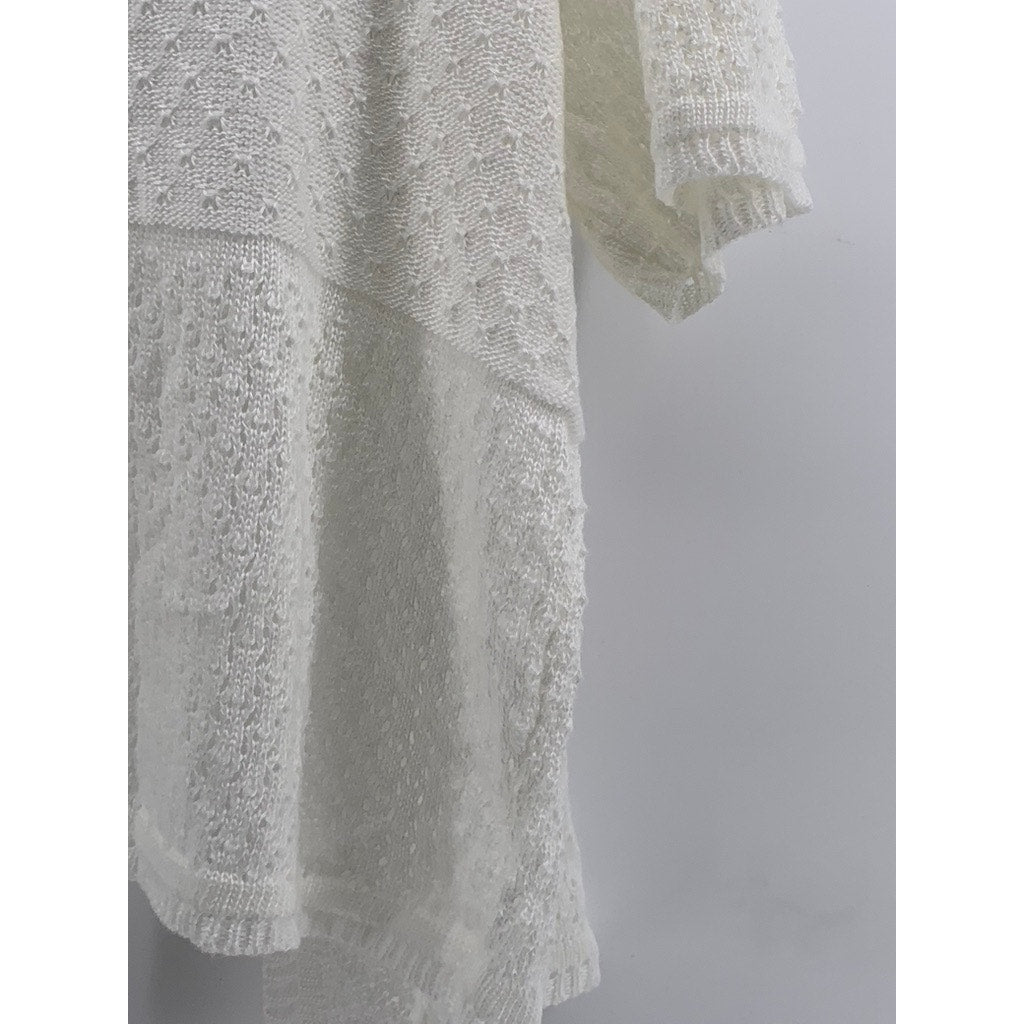 PERCEPTIONS NEW YORK Women's Cream Knit Open-Front Cardigan SZ S