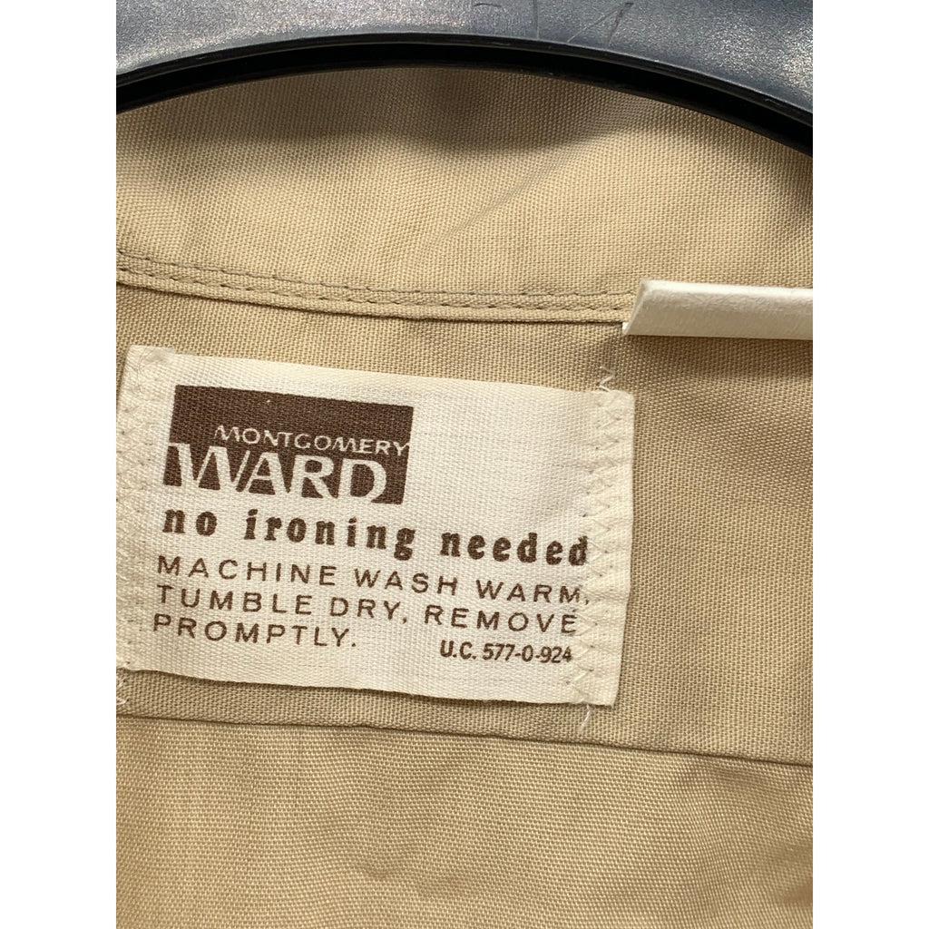 MONTGOMERY WARD Men's Tan Vintage 70's Button-Up Long Sleeve Shirt SZ S