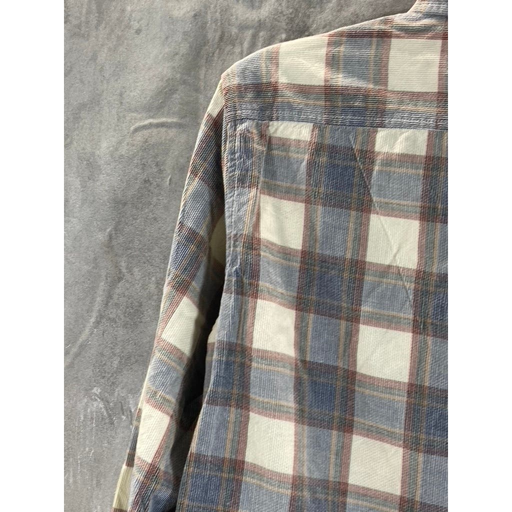 BEN SHERMAN Men's Gray Plaid Button-Up Long Sleeve Shirt SZ S