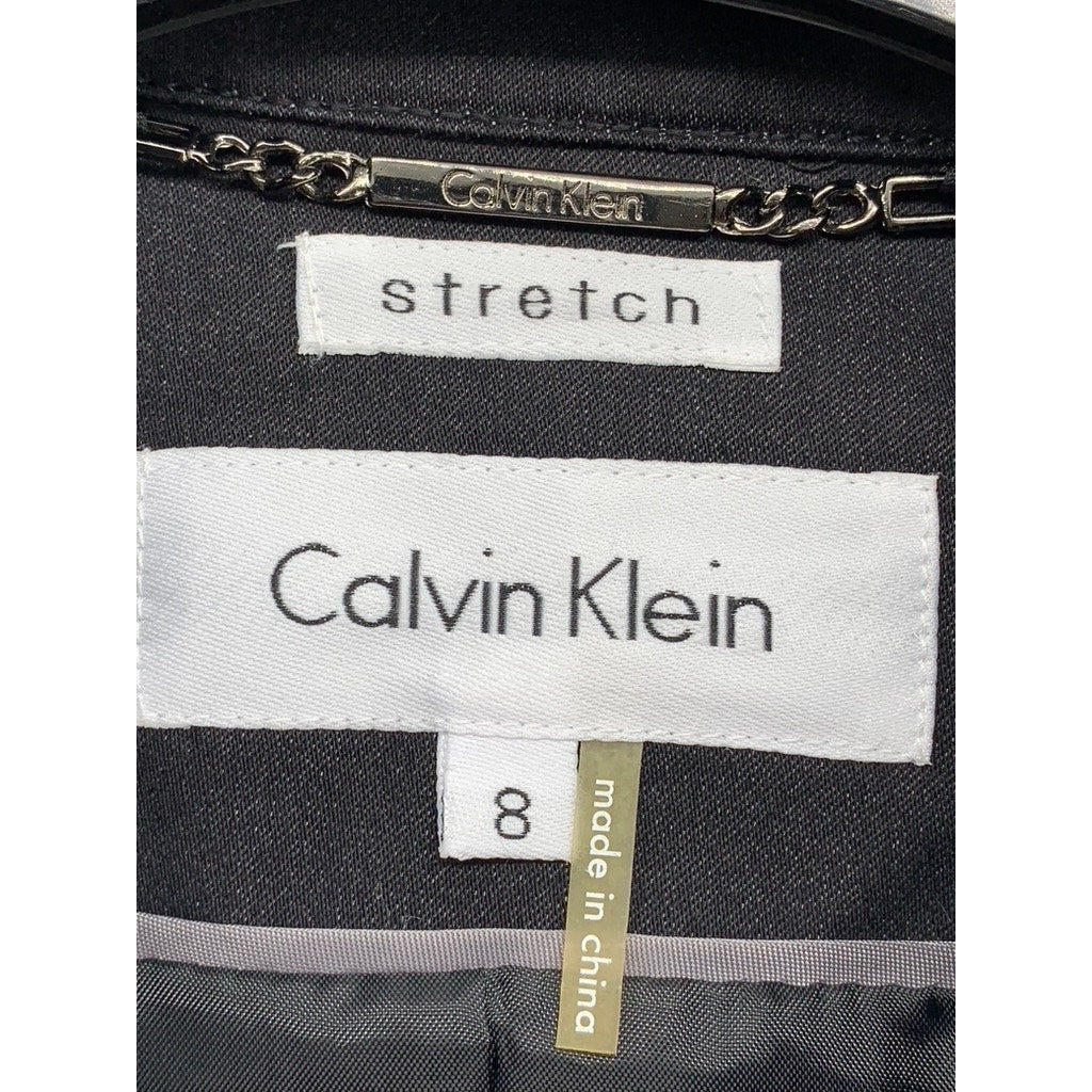 CALVIN KLEIN Women's Black Stretch Button-Up Sleeveless Top SZ 8