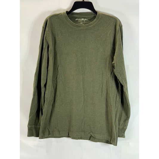 EDDIE BAUER Men's Olive Green Cotton Crewneck Essential Long Sleeve T-Shirt SZ S