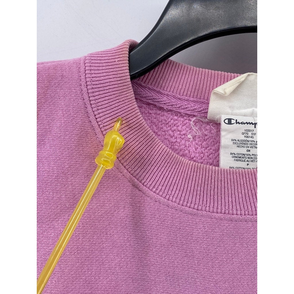 CHAMPION Women's Vintage Pink Reverse Weave Crewneck Cutoff Sweatshirt SZ S