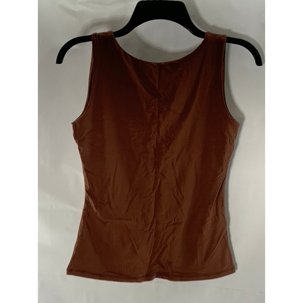 EASYGALA Women's Dark Brown Scoop-Neck Tank Top SZ S