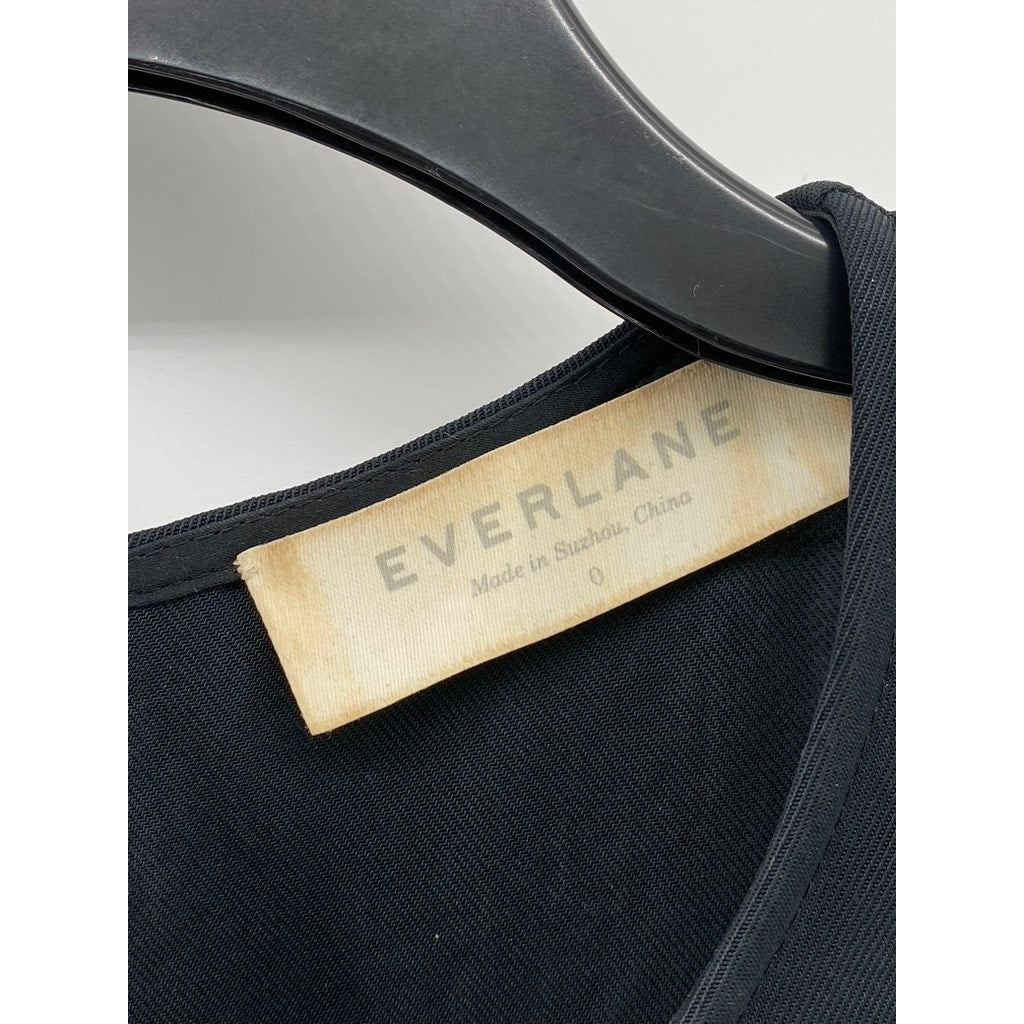 EVERLANE Women's Black Crewneck Sleeveless A-Line Knee Length Dress SZ 0