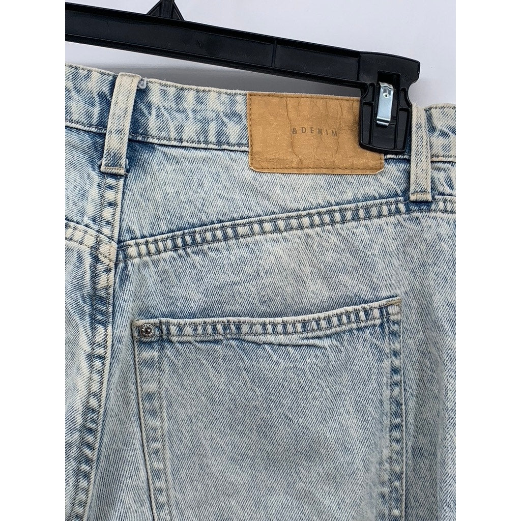 &DENIM Women's Light Blue Distressed High-Rise Loose Fit Straight Leg Jeans SZ 6