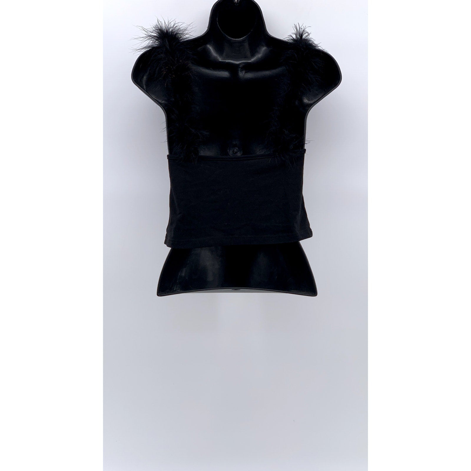 UNBRANDED Women's Black Faux-Fur Cropped Tank Top SZ S