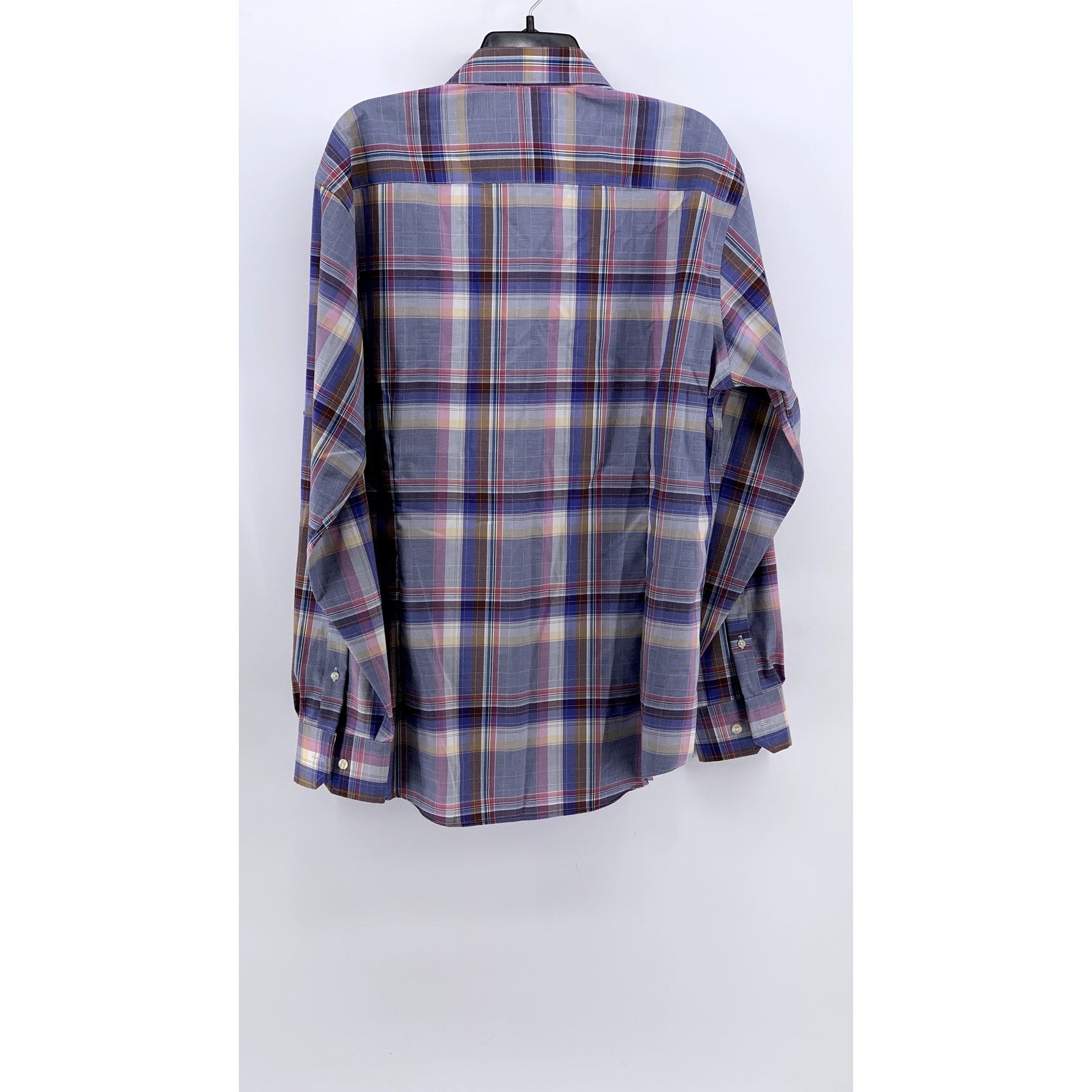 EGARA Men's Purple Plaid Slim-Fit Button-Up Long Sleeve Shirt SZ XL