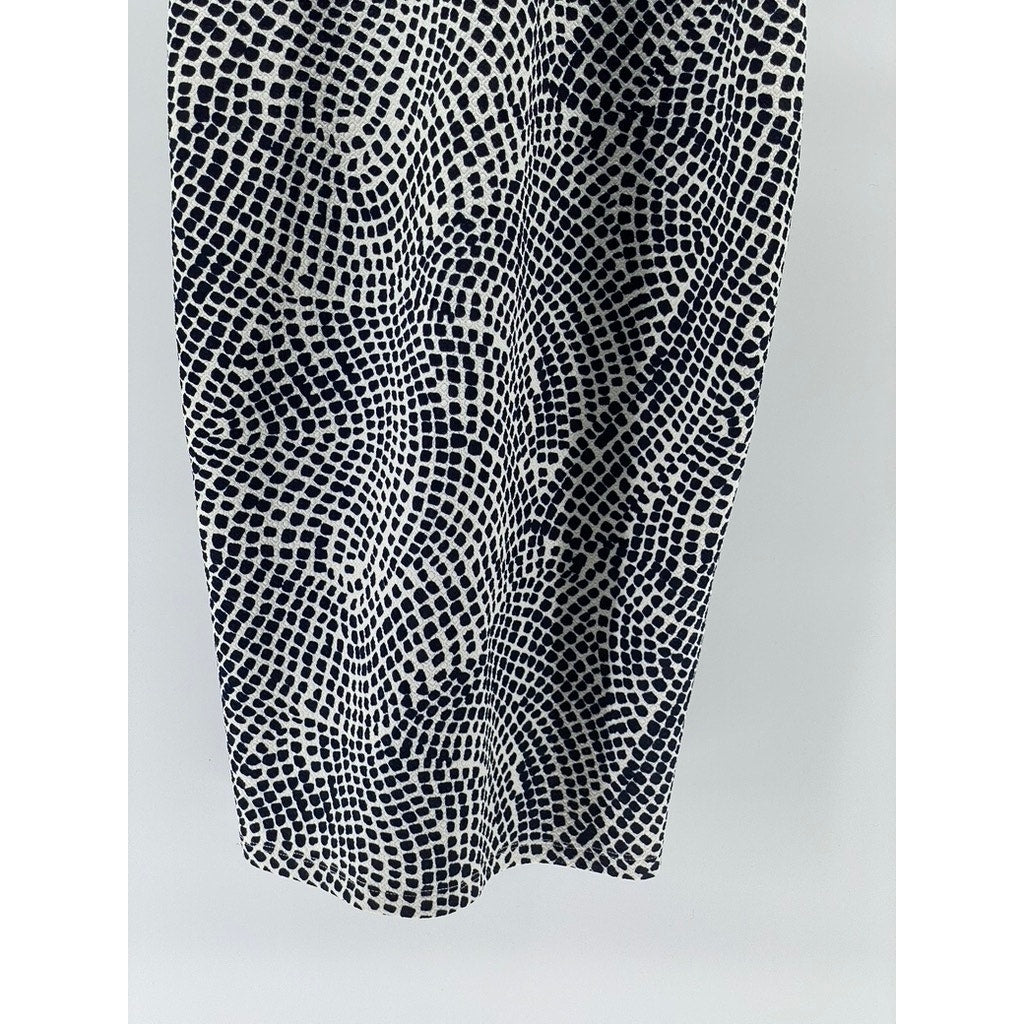 H&M Women's Square Print Textured Crewneck Sleeveless Bodycon Midi Dress SZ M