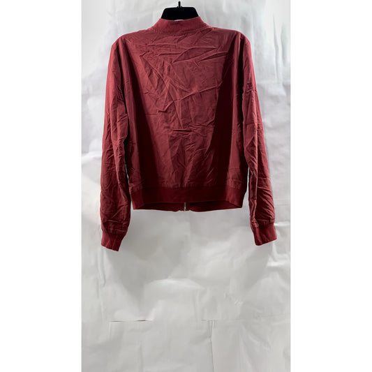 AMERICAN APPAREL Women's Burgundy-Red Zip-Up Bomber Jacket SZ M