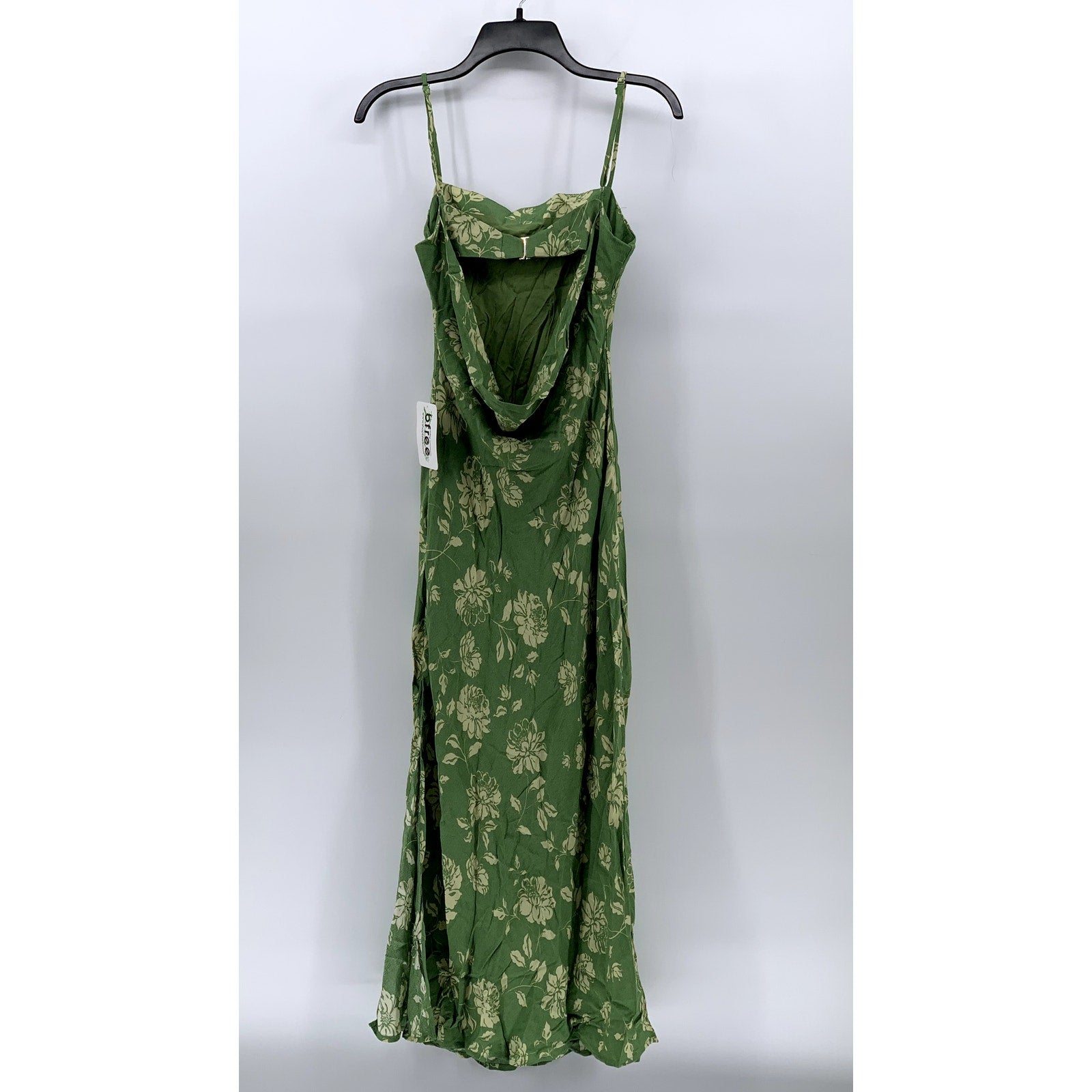 DRESS FORUM Women's Green Floral Straight-Neck Cutout Back Midi Dress SZ S