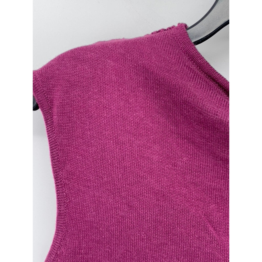 BANDOLINO Women's Maroon Eyelet Surplice Sleeveless Faux-Wrap Top SZ S