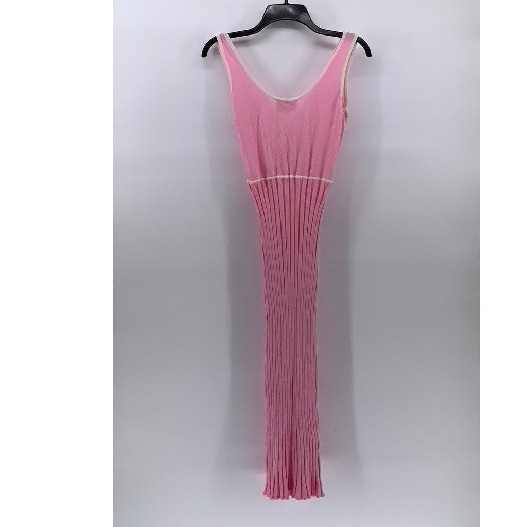 SOLID & STRIPED Women's Light Pink The Aubrey Ribbed V-Neck Maxi Dress SZ S