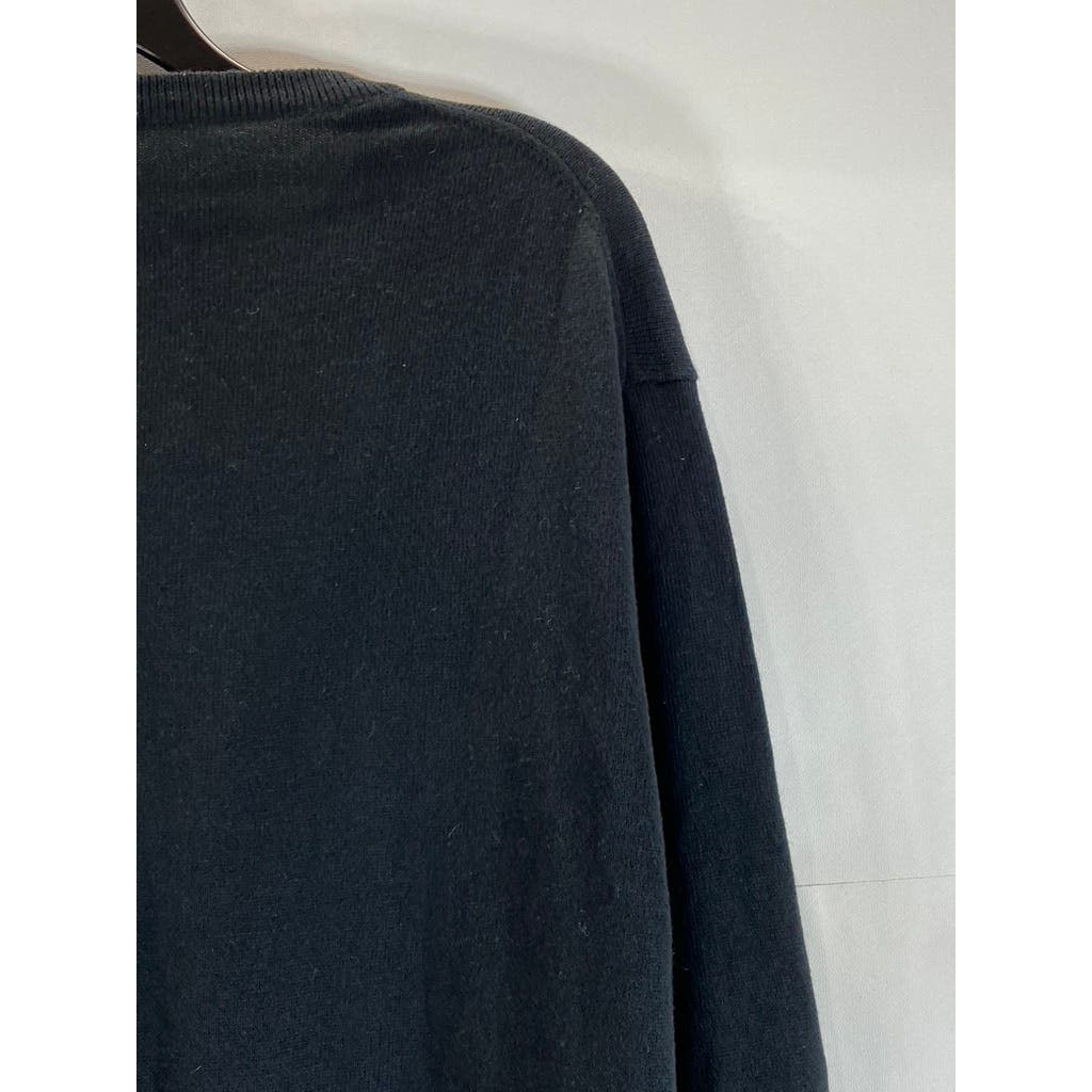 J. CREW Men's Tall Solid Black Crewneck Cotton/Cashmere Pullover Sweater SZ L/T