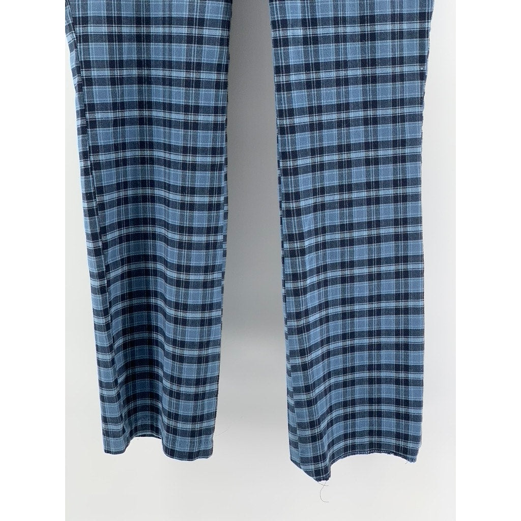 BLUE ASPHALT Women's Vintage Blue Plaid Straight-Leg Pants SZ M