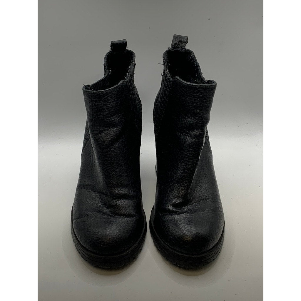 SAM & LIBBY Women's Black Faux-Leather Heeled Ankle Boots SZ 7.5