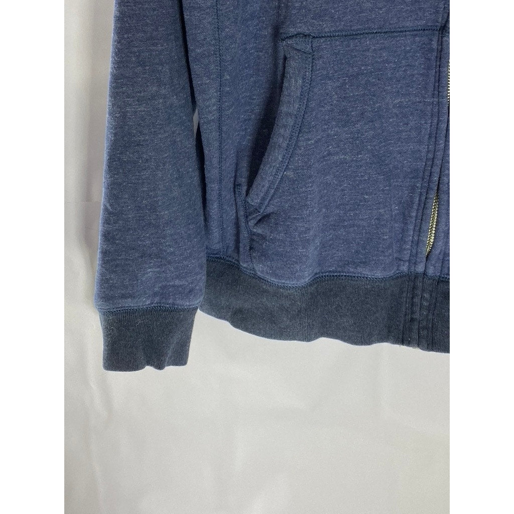 J.CREW Men's Dark Blue Marled Brushed Fleece Full-Zip Hooded Sweater SZ L