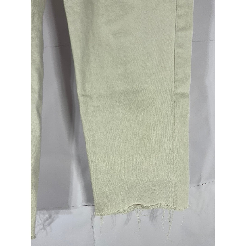 UNIQLO U Women's Cream Cotton Raw-Hem Regular-Fit Straight-Leg Jean SZ 27X32