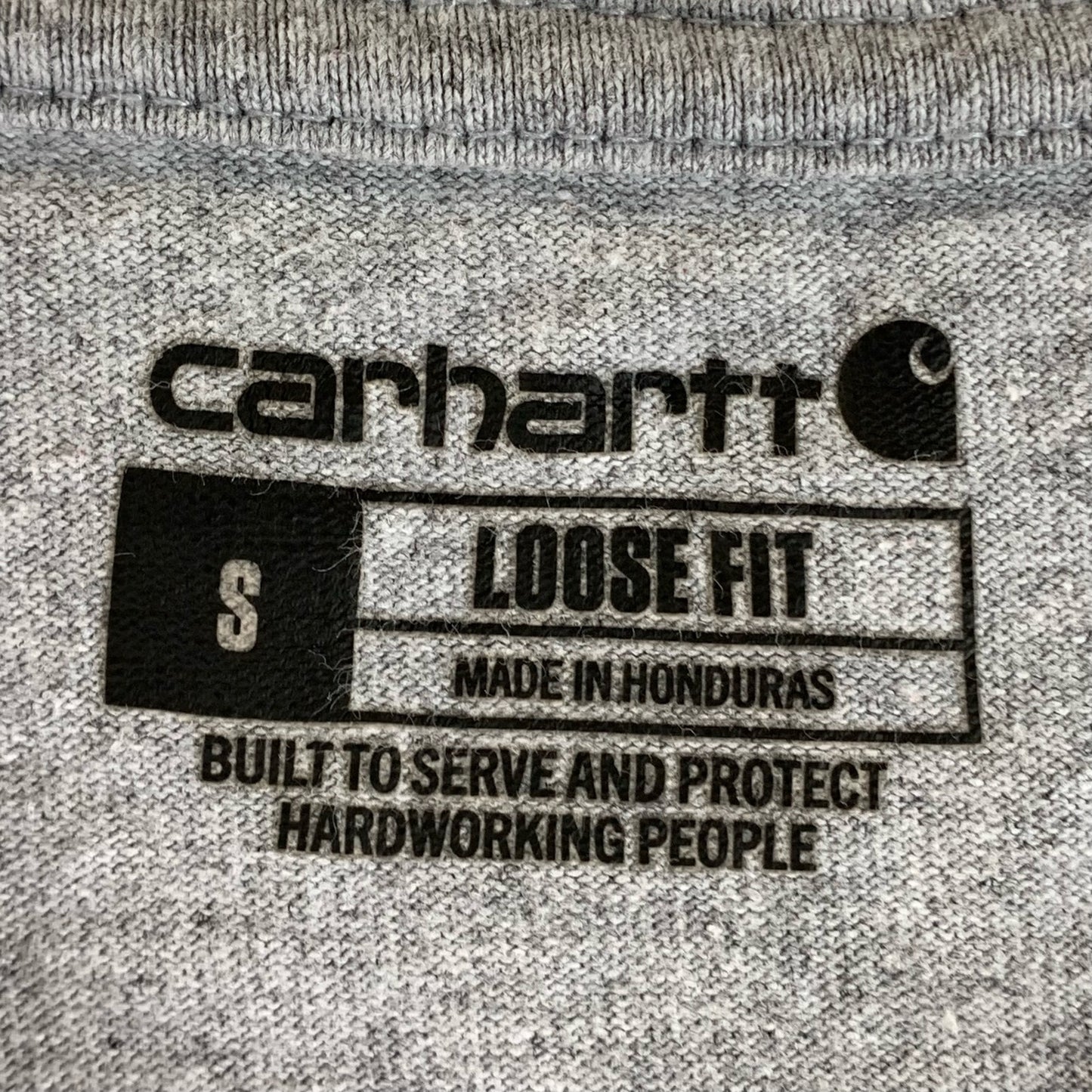 CARHARTT Men's Grey Loose-Fit Crewneck Logo Long Sleeve Graphic T-Shirt SZ S