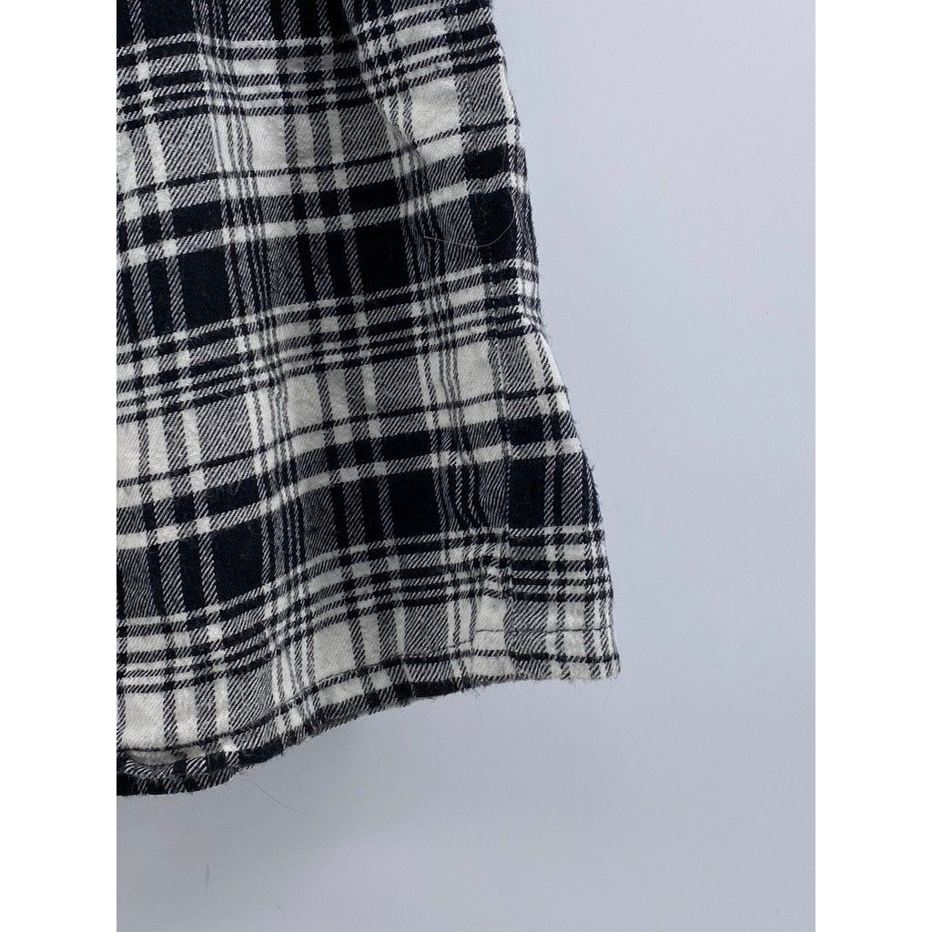 FOREVER 21 Women's Black-White Plaid A-Line Mini Skirt SZ S
