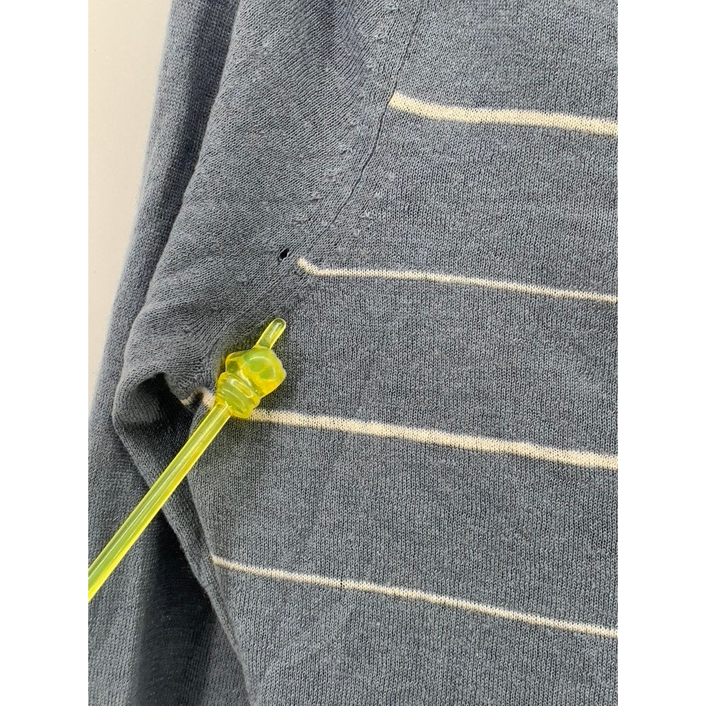 360 CASHMERE Women's Blue-White Linen-Cashmere Cropped Sweater SZ XS