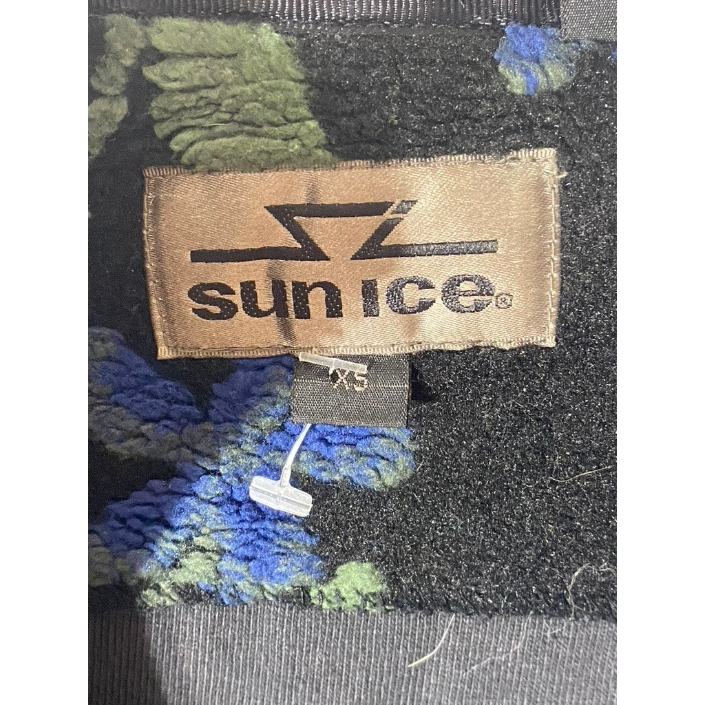 SUN ICE Women's Black Embroidered Floral Zip-Up Cropped Sweater SZ XS