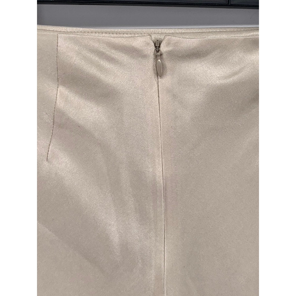 NATURAL BEAUTY BASIC Women’s Beige Shiny Lightweight A-Line Midi Skirt SZ XS