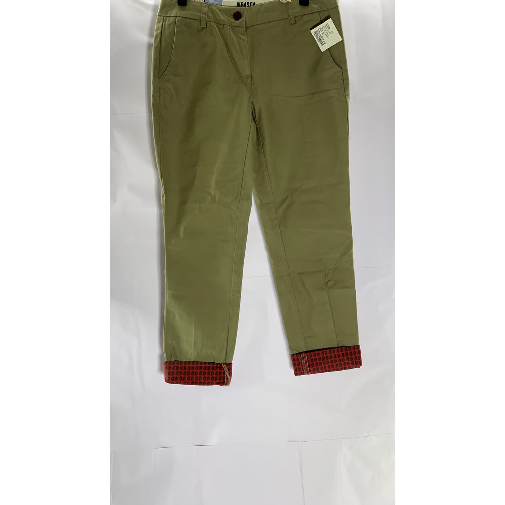 BENSON NYC Men's British Khaki Printed-Cuff Slim-Leg Sateen Pant SZ 25X28