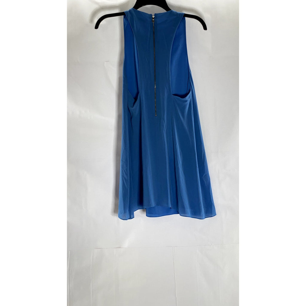ALICE+OLIVIA Women's Blue Fletcher Low Racerback A-Line Mini Dress SZ XS