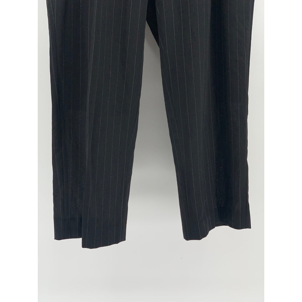 UNBRANDED Men's Black Pinstripe Regular-Fit Straight-Leg Flat Front Pants SZ 38