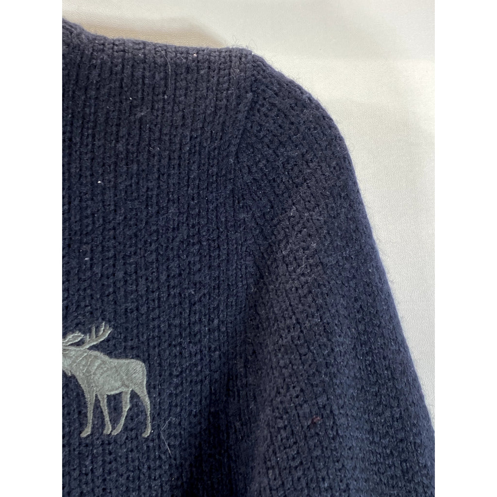 ABERCROMBIE & FITCH Men's Black Knit Crewneck Elbow-Patch Muscle Sweater SZ S