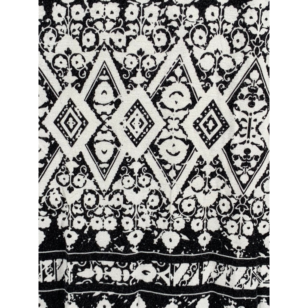A.N.A A NEW APPROACH Women’s Black-White Geo Print Side-Slit Maxi Skirt SZ M