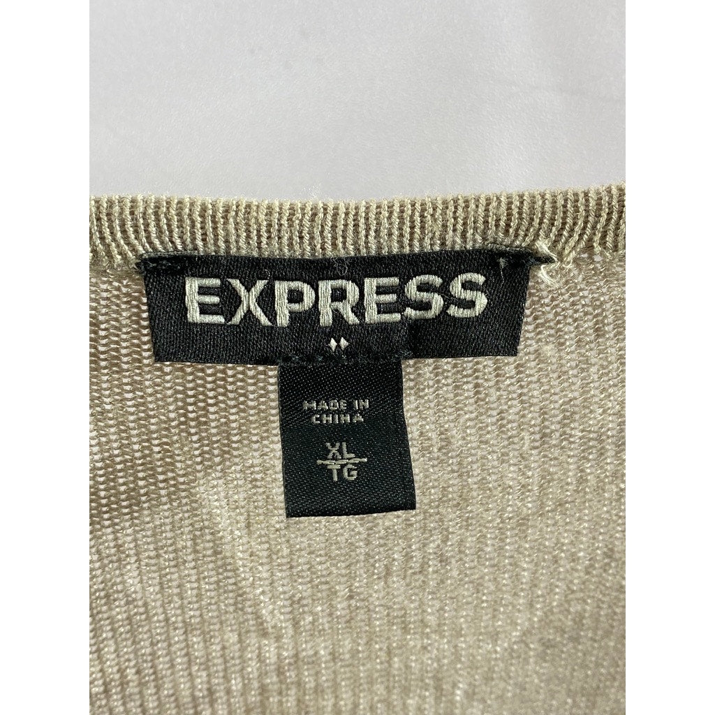 EXPRESS Women's Beige Knit Open-Front Long Sleeve Cardigan SZ XL